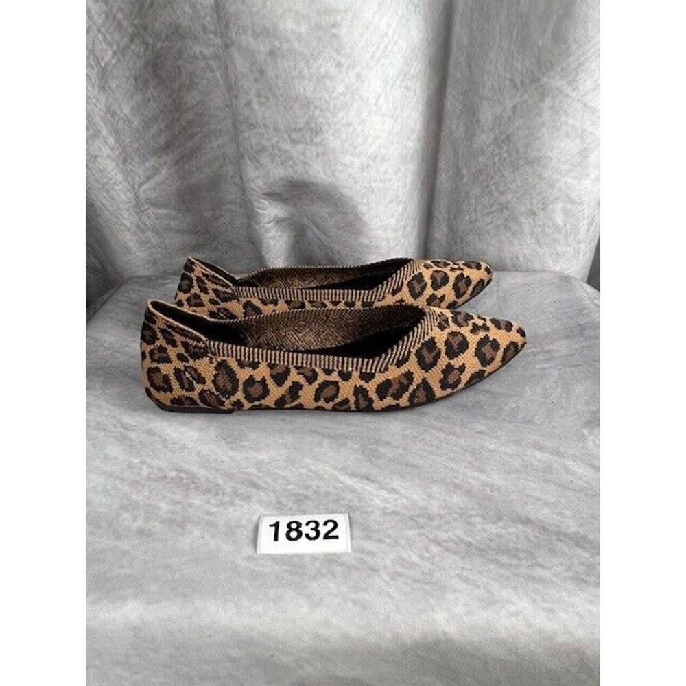 MIA Kerri Leopard Print Pointed Toe Knit Fabric Comfort Foam Ballet Flats Sz 6 - Picture 3 of 5